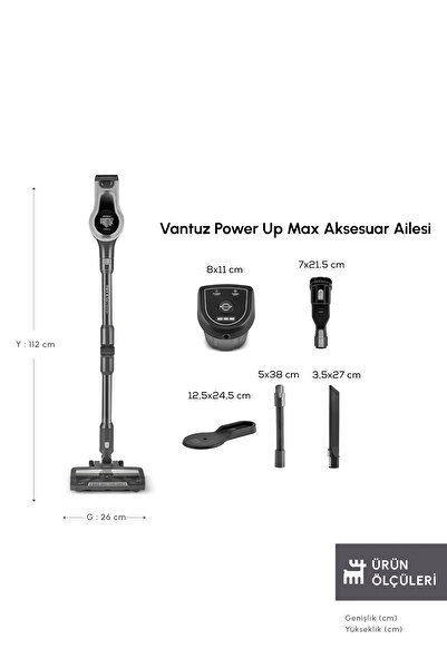 Karaca Vantuz Power Up Max Dik Süpürge Silver 350 W