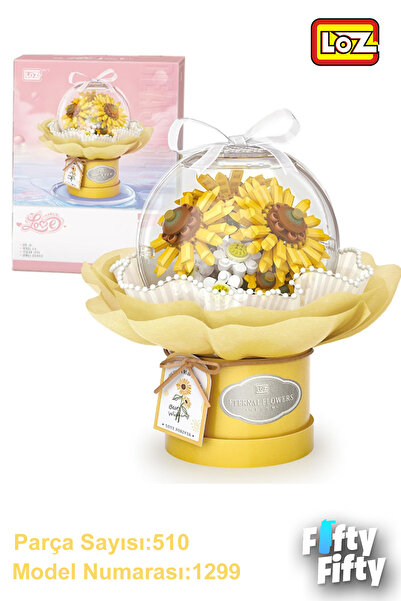 Vagonlife Loz Ledli Sarı Dekoratif ve Koleksiyonluk Çiçek Buketi 510 Parça Çi...