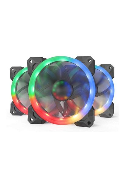 REDRAGON Ventilator Redragon F008, 120mm, Iluminare RGB, 3 buc. (Negru)