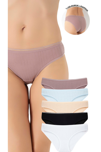 BEGBOR LİNGERİE سراويل بيكيني قطنية 100%، نسيج مسامي بخياطة سلسلة