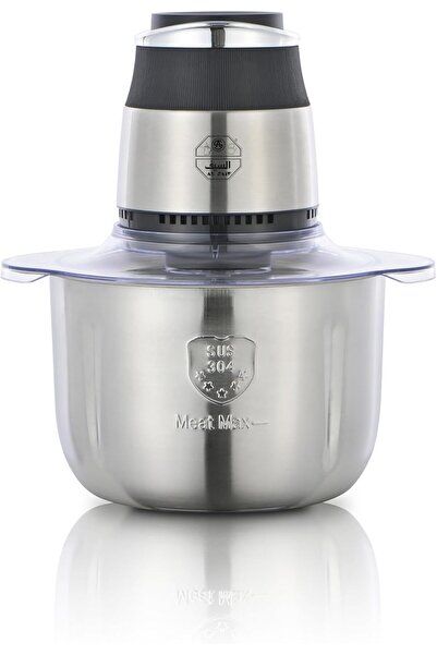 ALSAIF 800W Electric Vegetable Chopper, 4L Stainless Steel Bowl, 4 Blades (Silver)