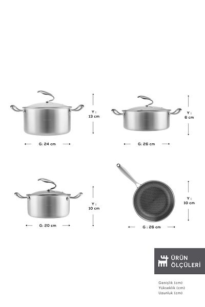 Karaca 5Ply Powersteel 316 7 Piece Pot and Pan Set