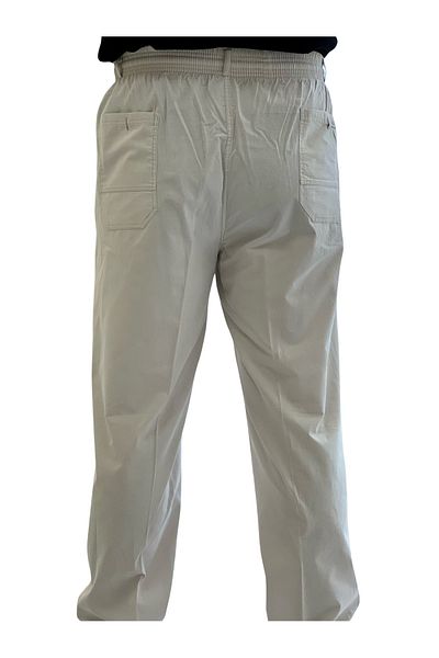 Beratnur Men's Cream Relaxed Fit Elastic Waist Linen Hajj and Umrah Baggy Trousers