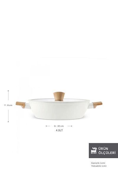 Karaca Swiss Crystal Almond Cream Induction Based Karnıyarık Cookware 30 cm