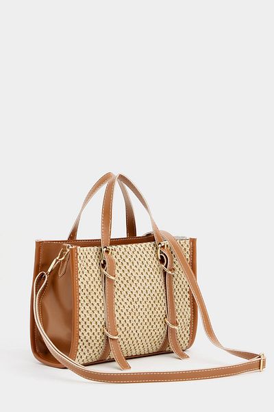 Madamra Tan Women's Braided Mini Hand and Shoulder Bag