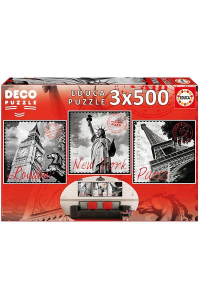EDUCA Puzzle Big Cities 3 X 500 500 Piece Puzzle