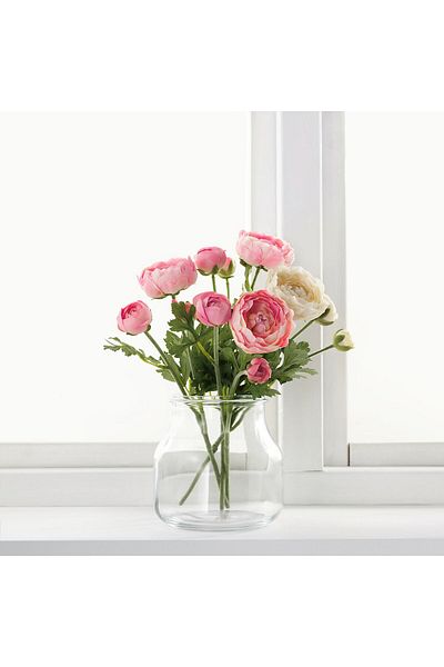IKEA SMYCKA Artificial Ranunculus Flower, White 52 cm | IKEA Lifelike Faux Bloom