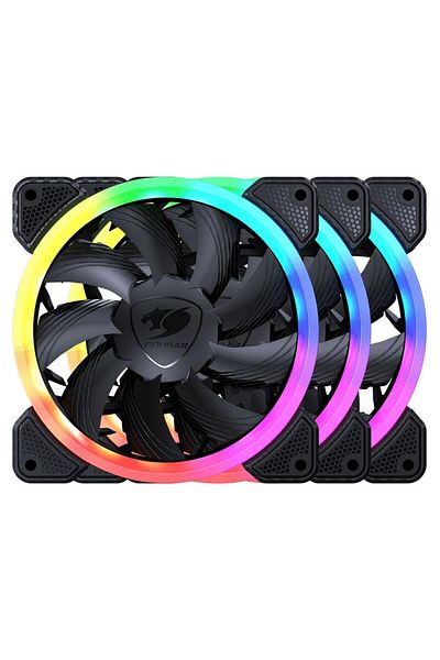 Cougar Set 3 ventilator Cougar Vortex VK120 RGB, iluminare RGB, 120mm, 1500 rpm, PWM (Negru)