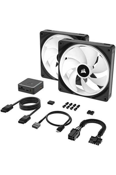 Corsair Pachet 2 Ventilatoare Corsair iCUE LINK QX140 RGB Magnetic Dome, Starter Kit, 140 mm (Negru)