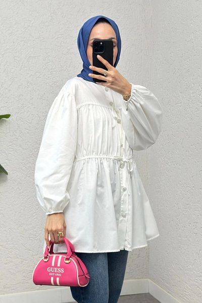 DEFNECE BOUTIQUE Navy Blue Tunic - Drawstring and Laced