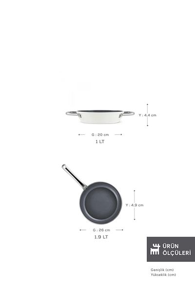 Karaca Refika Birgül - Set de tigaie și tigaie cu mâner din metal cristal elvețian, crem