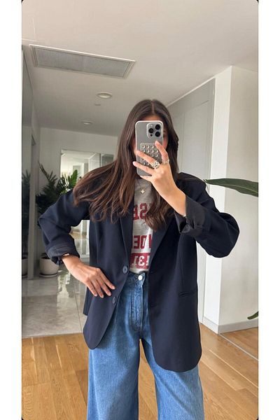 CADDELAMODA Blazer supradimensionat pentru bărbați pentru femei