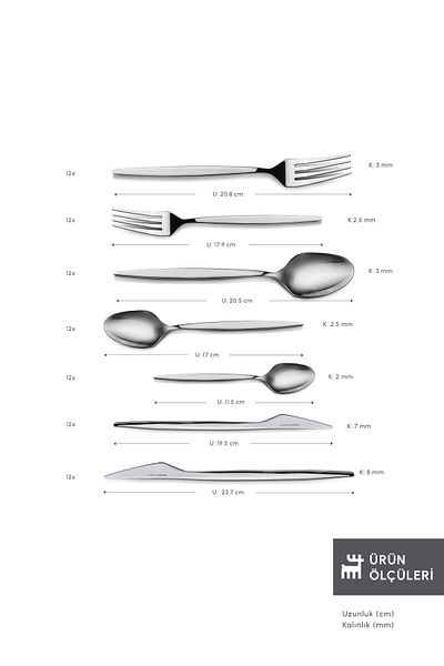 Karaca New Thor 84-Piece 12-Person Elegance Boxed Cutlery Set