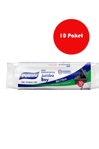 Polmix 10 Pieces Eco Industrial Oversized 80 X 110 cm Garbage Bags - P304-10