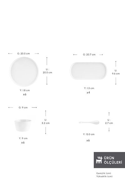 Karaca Set de mic dejun Bomo 22 piese pentru 6 persoane - White Forever Bone