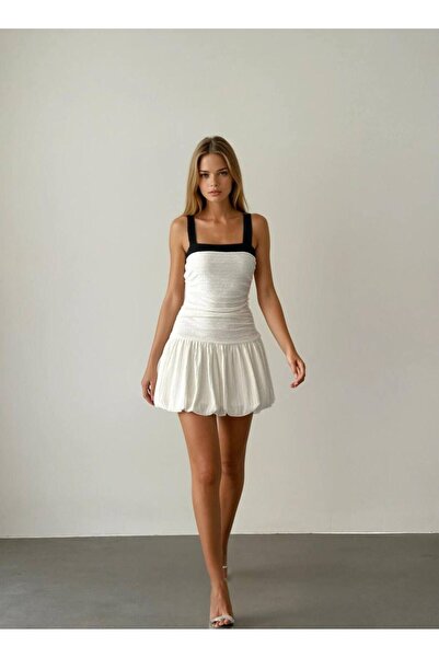 ŞEYDA ERTEM ΜΙΝΙ ΦΟΡΕΜΑ ΜΑΥΡΟ ΕΚΡΟΥ ΜΕ ΦΟΥΣΤΑ ΜΠΑΛΟΝΙ