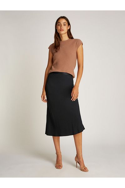 Calvin Klein Women Black Recycled Cdc Bias Cut Midi Skirt
