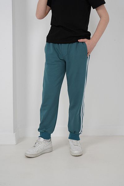 HayKids Boy's Two Thread Fabric Stripe Petrol Blue Sweatpants
