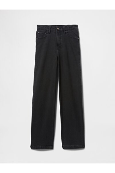 GAP Kadın Siyah High Rise Stride Wide-Leg Curvy Jean Pantolon