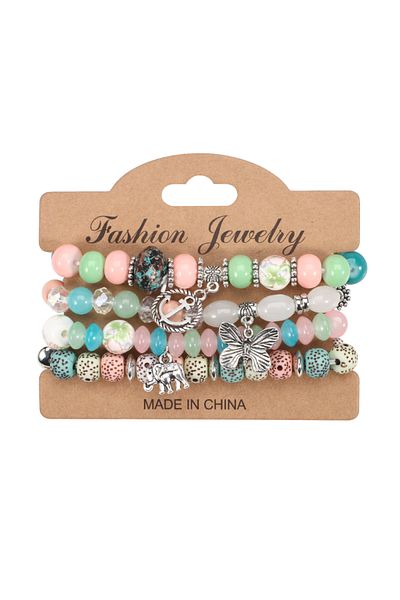Choice Colorful Bohemian Bracelets Set For Women Stackable Butterfly Elephant Anchor Pendant Beads Bracelet