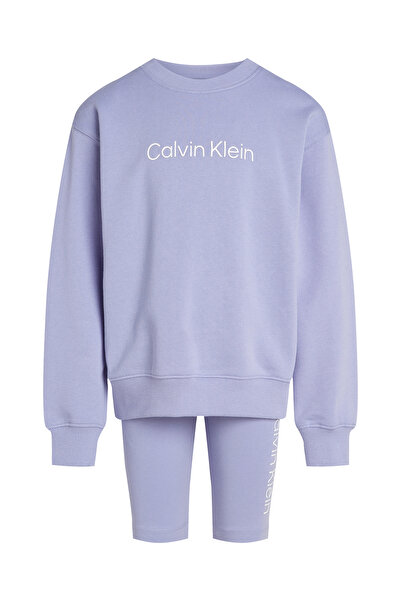 Calvin Klein Calvin Klein Kids Persian Violet Relaxed Sweatshirt And Short Set