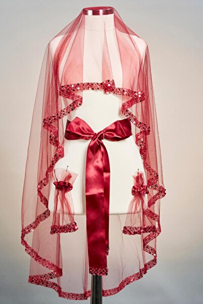 Dantelux Комплект булчински воал с ленти и мъниста (воал за кефала + булчинск...