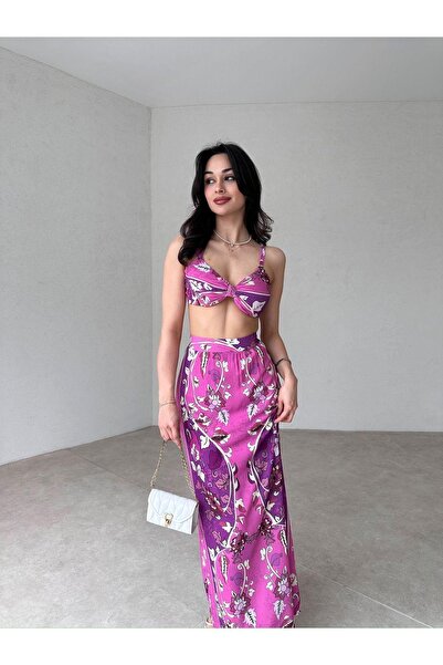 MİSSCİXFASHİON Kadın Abiye Askılı Arkadan Kumaş Bağlama Detaylı Büstiyer Maxi...