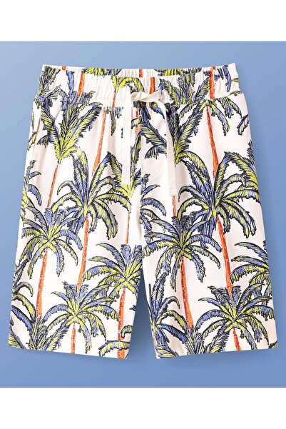 Pine kids Pine Kids T-Shirt and Shorts Set with Tropical Print - White