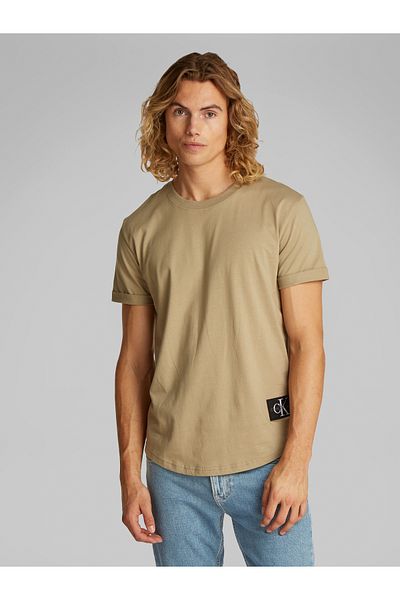 Calvin Klein Calvin Klein Men Brown Badge Turn Up Sleeve T-Shirt