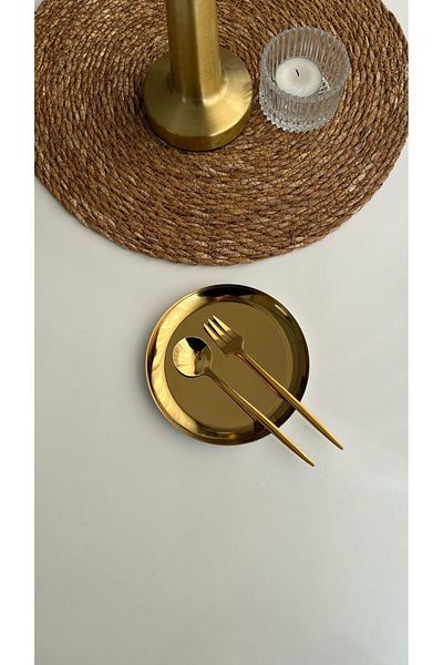 PONCİKPAZAR 12 cm Gold Presentation Tray Set (6 Pieces)