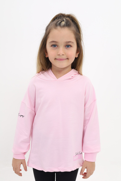 Toontoy Fete Relax Fit cu glugă Low Shoulder cu imprimeu Swea tricou - 2 fire