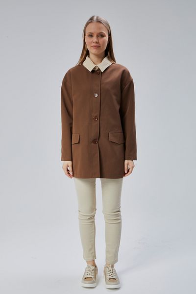 Bolivente Brown Oversize Casual Midi Trench Coat