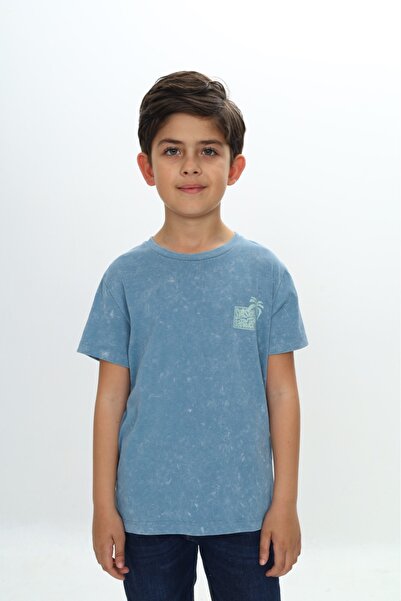 Toontoy Tricou pentru băiat lavabil pe piept cu imprimeu