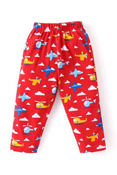 Babyhug Babyhug Cotton Knit Full Sleeves Night Suit With Airplanes Print - Red