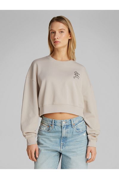 Calvin Klein Calvin Klein Women Gray Script Institutional Pullover Sweatshirt