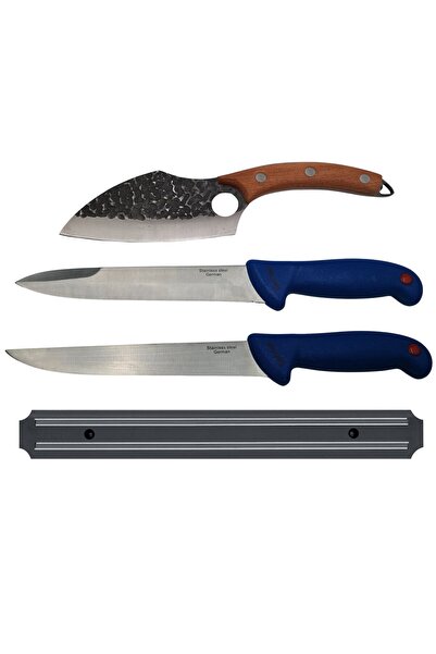 Depox Σετ κρεοπωλείου IdeallStore, μαχαίρια σεφ, μπαλτάς και μαγνητική θήκη, ...