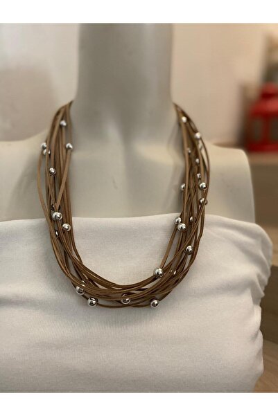 canan dizayn قلادة بتصميم بوهيمي من النيكل واللؤلؤ والجلد السويدي