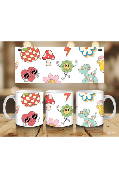 visdora Flower and Heart Printed Mug