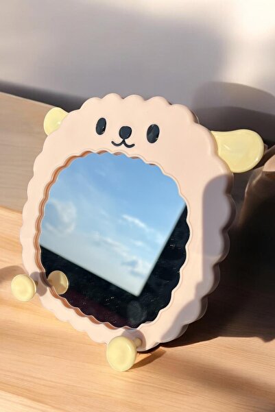 TAKIŞTIR Pembe Renk Koyun Figürlü Masa Aynası