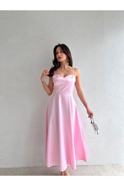 Mooi Butik WEXLER Midi Φόρεμα 9046 - Πούδρα