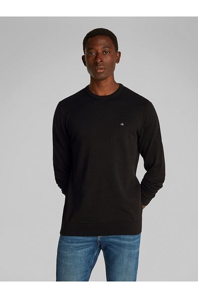 Calvin Klein Calvin Klein Men Black Cotton Silk Blend Pullover Sweater