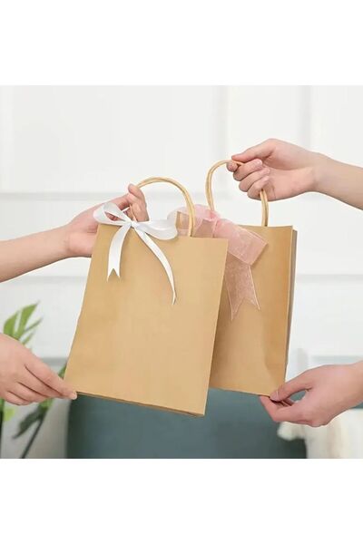 OZN AKSESUAR 12 Adet kese kağıdı kulplu parti çantası,hediye torbası, doğum günü, düğün bebek partisi vb 42x31x12