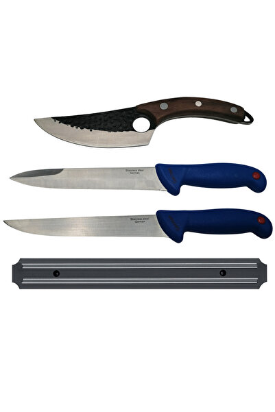 Depox Σετ κρεοπωλείου IdeallStore, μαχαίρια κουζίνας, μαχαίρι και μαγνητική θ...