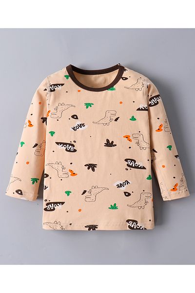 SAPS SAPS Dinosaurs Printed Pajama Set - Peach \ Brown