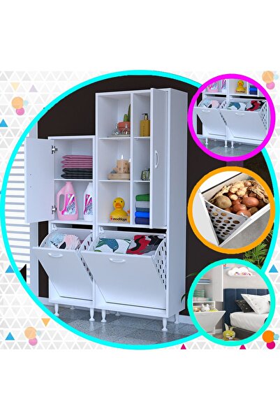Modilayn MİS Urla YENİCE 97 x 165 cm Sepetli Dolap Banyo Dolabı Çok Amaçlı Do...