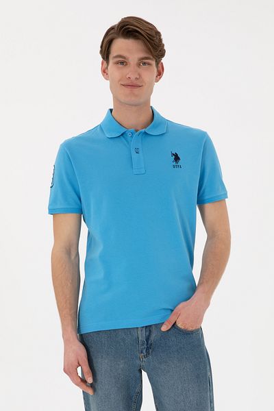 U.S. Polo Assn. Slim Fit Men's Polo Neck Turquoise Basic T-Shirt