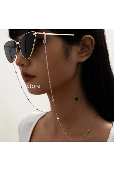 derokas Silver Color Chain Steel Anti-Tarnish Eyeglasses with Heels