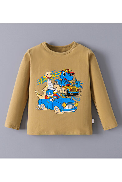 SAPS SAPS Dinosaurs and Vehicles Printed Pajama Set - Brown