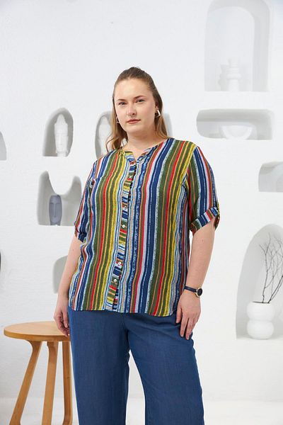 RMG Line Patterned Large Size Khaki Shirt
