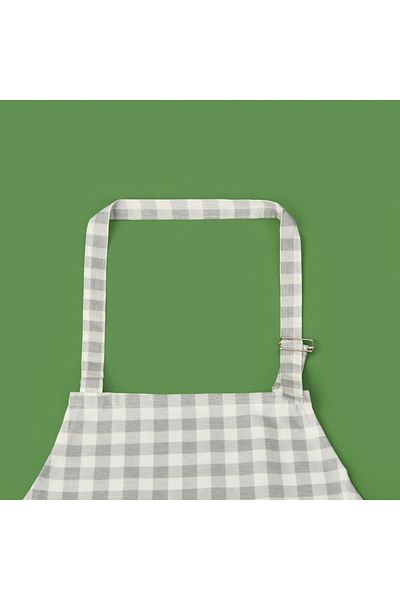 Evidea Soft Gingham Kitchen Apron - Gray / Ecru - 63X72 cm